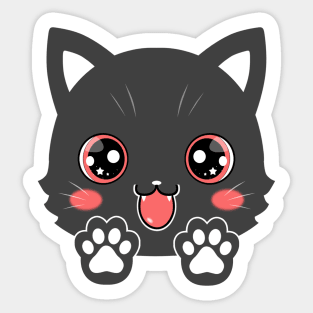 Cute Grey Cat Paw Anime Sticker